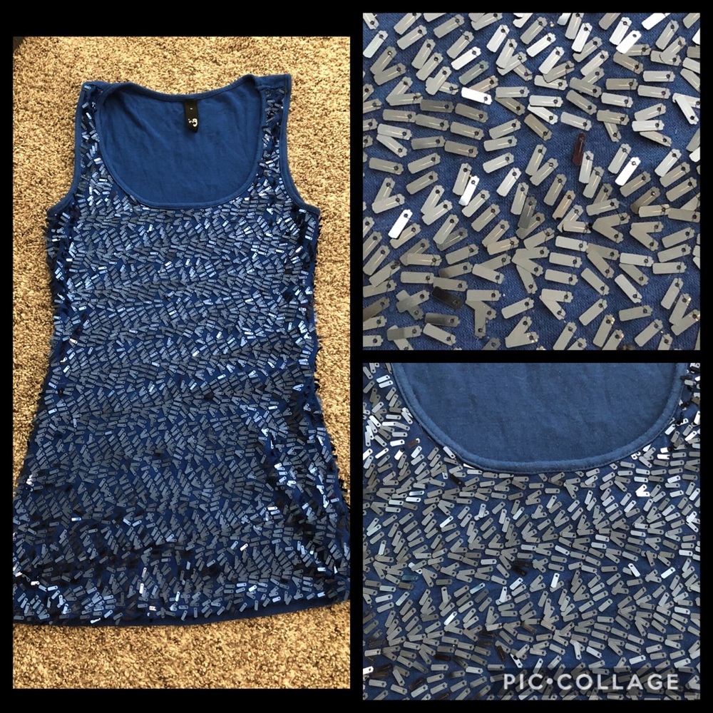 🍾Sequin Royal Blue Tank Top